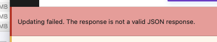 not a valid JSON response error message